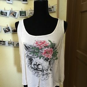 Llama with Flower Crown Tank